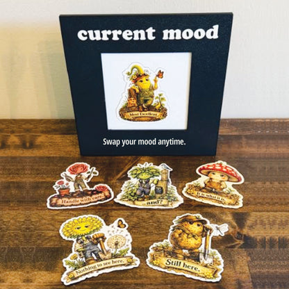 Current Mood Frame Set with 3 Magnets, Funny Garden Desk Decor, Retro Gardener Gift