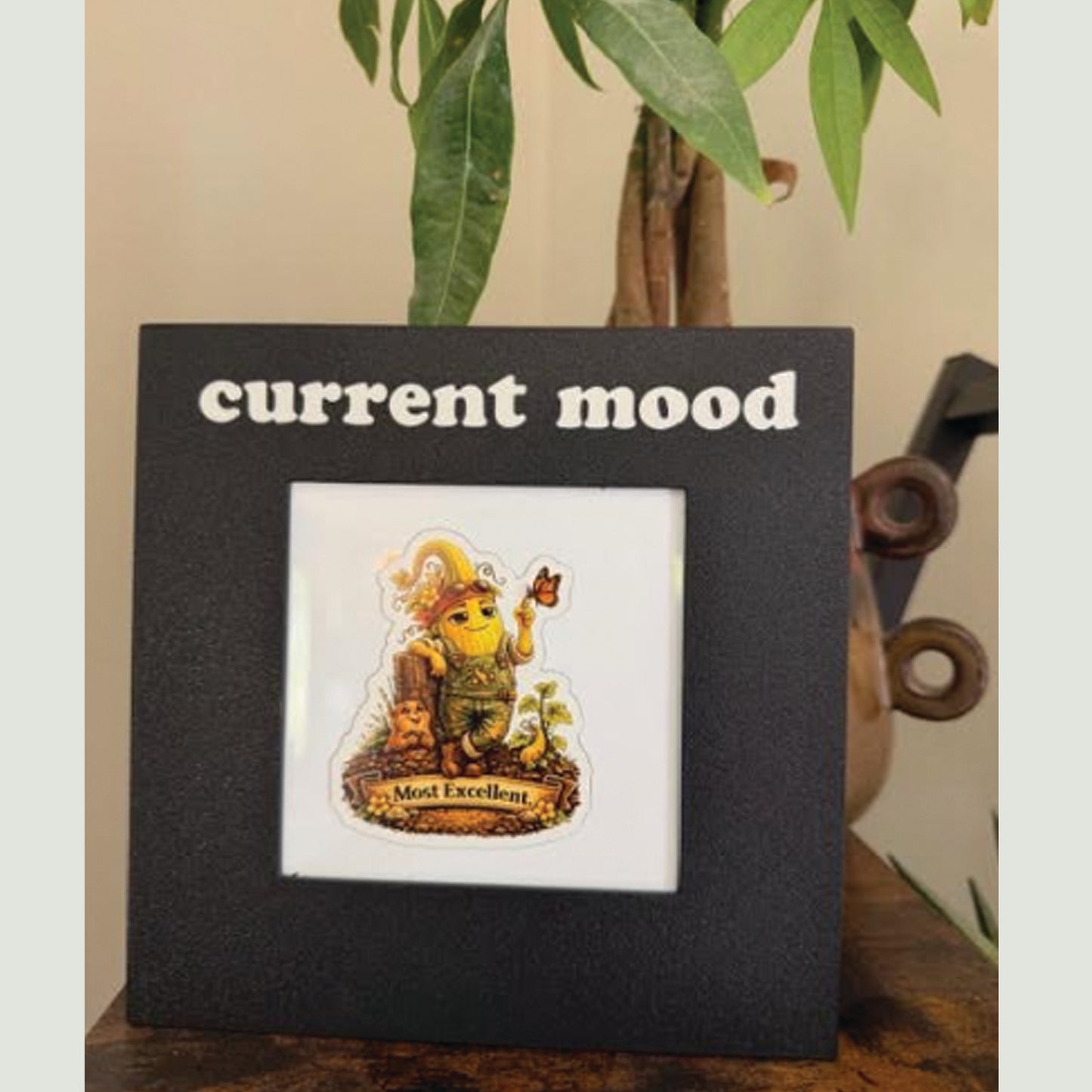 Current Mood Frame Set with 3 Magnets, Funny Garden Desk Decor, Retro Gardener Gift
